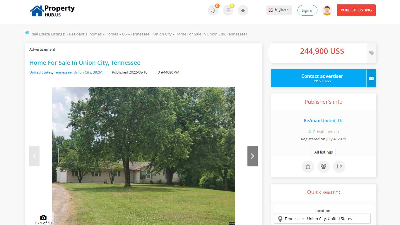 Home For Sale In Union City, Tennessee - propertyhub.us